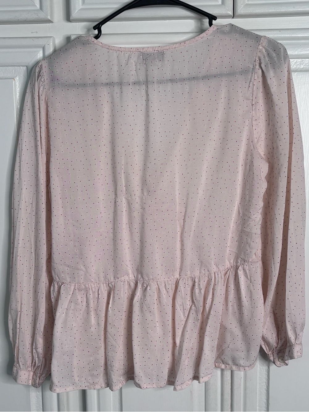 Lucky Brand Pale Pink Tie-Front Peplum Blouse XS - Picture 3 of 8